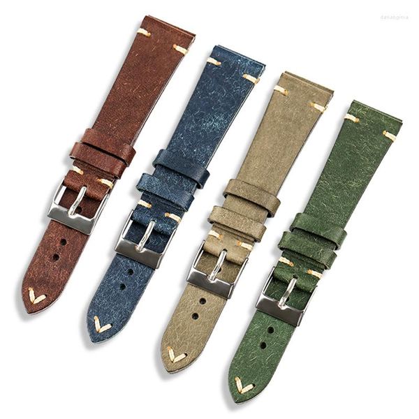 Watch Bands handgefertigtes italienisches Leder -Uhrband f￼r antikes Riemen 20mm 18 mm Herren -Retro -Armband