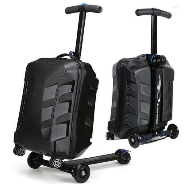 Malas 21 polegadas Carry On Bagagem Trolley Kids Sit Scooter Travel Mala Preguiçosa Case317R