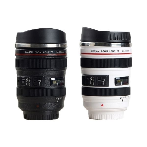 Tazze Fotocamera in acciaio inossidabile EF24105mm Tazza con lente per caffè Tazze da caffè bianche e nere Tazze da caffè regalo creativo canecas tazas vaso caf 221025