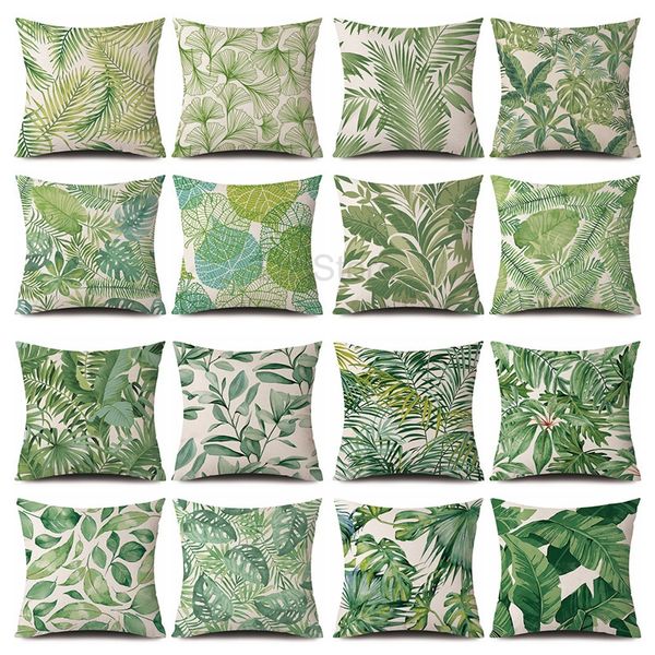 Piante tropicali Modello Federa decorativa Lino 45x45cm Decorazione Fodera per cuscino Tiro Divano Pianta Foglia Stampa Federa TH0519