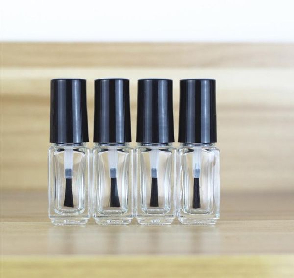 5 ml quadratische leere Glasflasche mit Pinsel, transparentes Make-up-Werkzeug, Nagellackbehälter, klare Glaskleberflaschen für ProbenSN1079