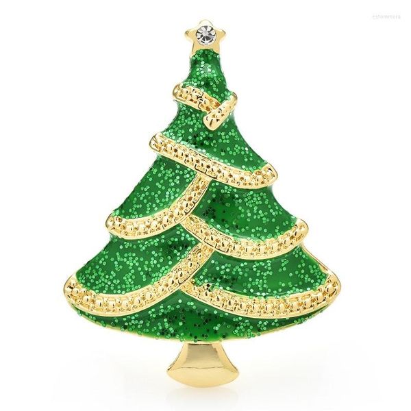 Broschen Wulibaby Weihnachtsbaum für Frauen Unisex Grüne Pflanzen Jahr Brosche Pins Geschenke