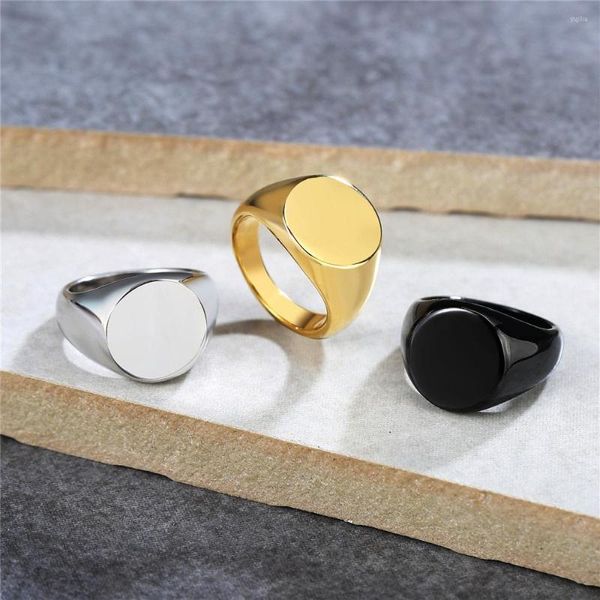 Cluster Ringe Koreanische Version Einfache Ebene Poliert Geometrische Ring Männer Frauen Punk Hip Hop Band Edelstahl Paar Schmuck Geschenk