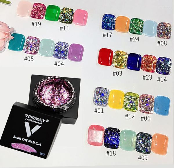 Smalto per unghie 24 colori glitter gel paillettes esplosione colla brillante riflettente diamante paillettes vernice arte TSLM1