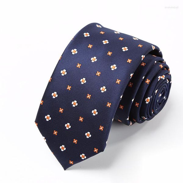 Laço laços de outono moda jacquard traje para homens 6 cm slim marinho azul padrão de flor de gravata de negócios gravata caixa de presente
