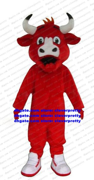 Red Buffalo Bovini Bison Mascot Costume Wild Ox Bos Gaurus Bull Ox Bovino Vitello Adulto Personaggio dei cartoni animati Vestito Grad Night Supermarket No.4477