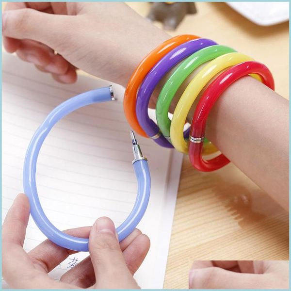 Canetas esferográficas colorf bracelete bola caneta fofa desenho animado de desenho animado de caneta/papelaria de papelaria de gabinete de escritório suprimentos de presente dhkms dhkms