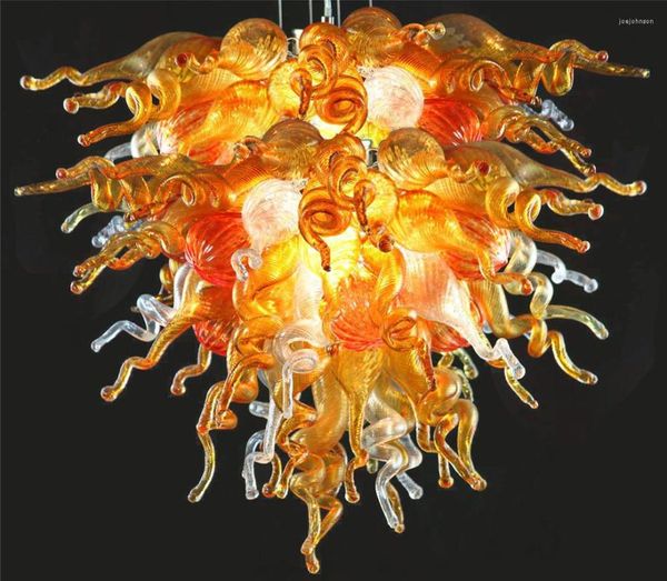 Lâmpadas pendentes Art Deco Suspension Candelier liderou a luz de luxo de luxo Murano Crystal Glass Multicolor Indoor Lighting