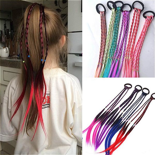 Accessori per capelli 1 pezzo di bambini semplici Fascia elastica Ornamento in gomma Parrucca Corda intrecciata per ragazza Regalo per copricapo