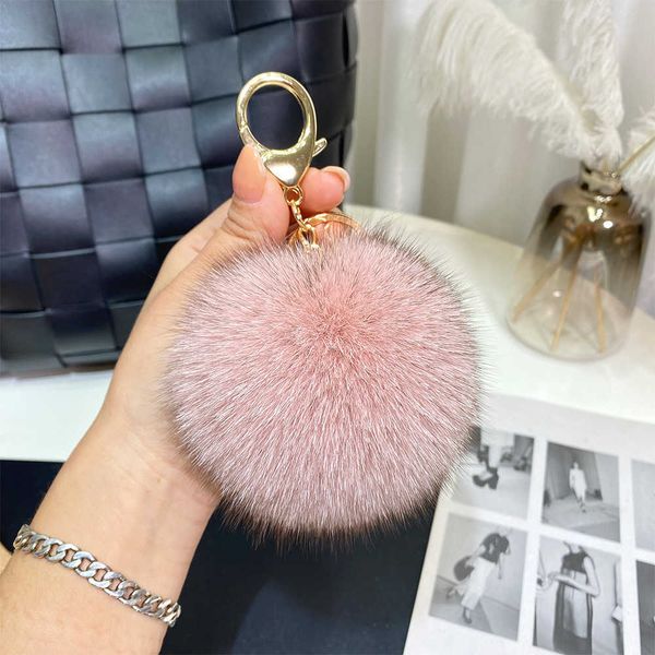 Portachiavi 9 cm Luxury Fluffy Real Fox Fur Ball PomPom Genuine Portachiavi Anello in metallo Ciondolo Borsa Charm F314 G221026