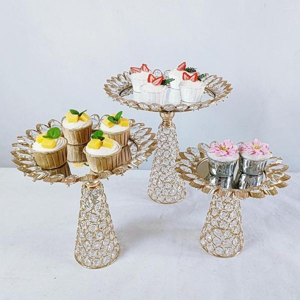 Bakeware Tools 1-3pcs/lote ouro prata macaron exibir suporte cupcake torre rack bolo bandeja para decoração de aniversário de casamento