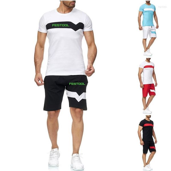 Herren-Trainingsanzüge 2022 Festool Tools Herren-Sommer-Hight-Qualitäts-Sportbekleidung aus Baumwolle mit kurzen Ärmeln T-Shirts Shorts Mode lässig 2-teilig