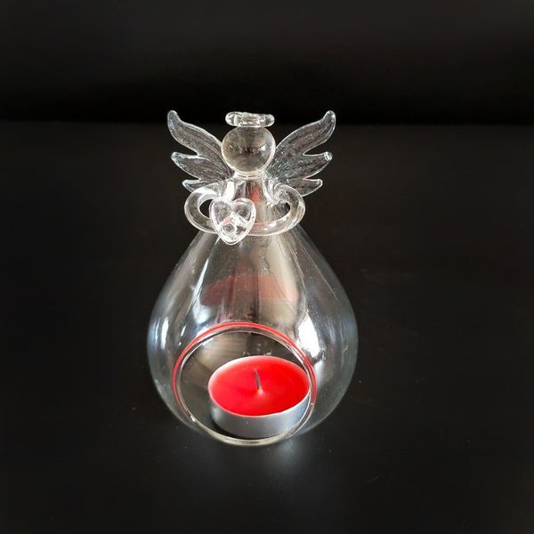 Romantico trasparente angelo natalizio appeso porta tealight vetro terrario globo candela candeliere matrimonio bar decor RRA215