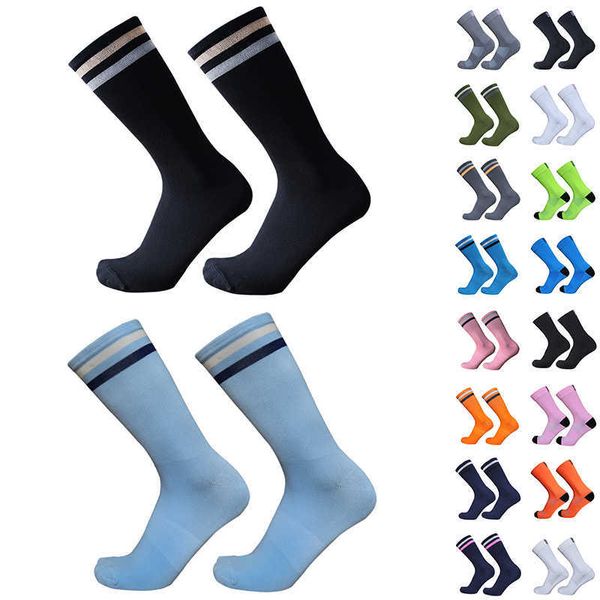 Sports Socks Pro Raciets Men e mulheres atendem a bicicleta esportiva ao ar livre ciclismo listrado L221026