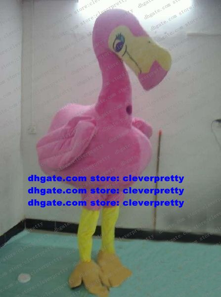 Fato de mascote de avestruz de garça-de-coroa-de-rosa Pássaro Flamingo Turquia Tallstrider Adulto Personagem de desenho animado Terno Templo Feira Família Presentes No.626