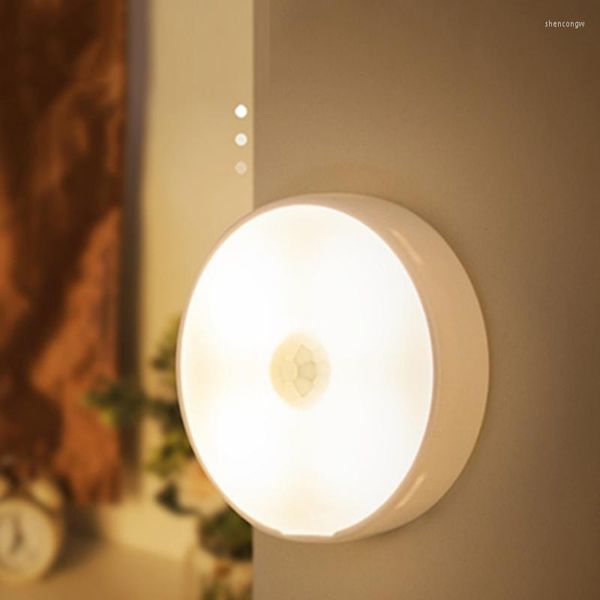 Luci notturne Camera da letto Mini LED Sensore di movimento Lampada automatica Ricarica USB Lampada da cucina a parete