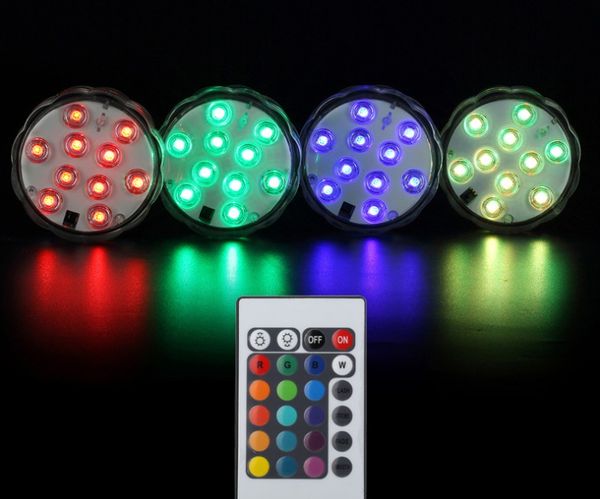 5050 SMD 10 LED Luci notturne sommergibili Candela Lampada Telecomando Multicolore Vaso floreale Base Impermeabile Luce Matrimonio Compleanno Decorazione festa