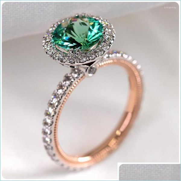 Обручальные кольца обручальные кольца классический дизайн когтя зеленый хрустальный циркон женский ювелирные украшения уникальные двухтонные стиль элегантные обручальные кольца DHL5M