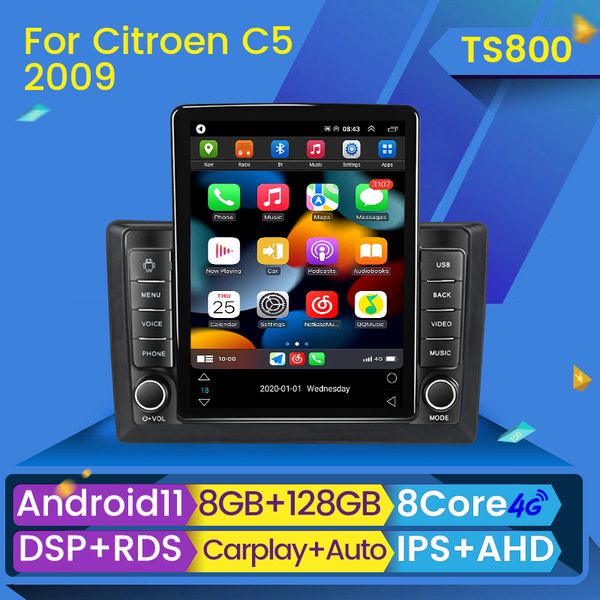 8gram Android 11 DVD GPS Player para Citroen C5 2008-2017 Radio Multimedia System Navigation Unidade de cabeça estéreo DSP BT CarPlay