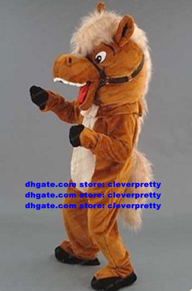 Brown Horse Mascot Costume Mascotte Steed Pony Personaggio dei cartoni animati per adulti Outfit Suit Album di pittura Piano di promozione del marchio No.3671