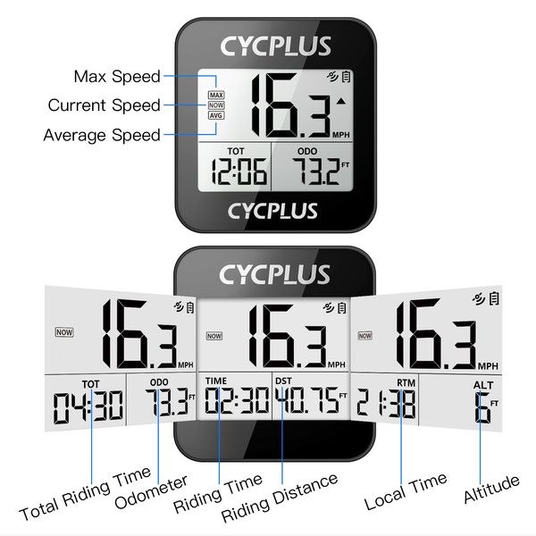 Bisiklet Bilgisayarları CYCPLUS G1 GPS Bisiklet Bilgisayarı Su Geçirmez Kilometre Kablosuz Kilometre Sayacı Bisiklet Bisiklet Aksesuarları, Montaj Tutacağı ile 221026