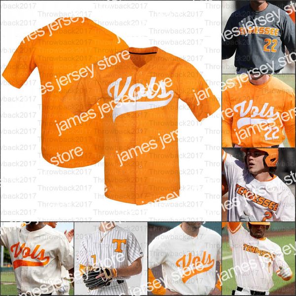 O beisebol da faculdade usa 2021 Voluntários da NCAA Tennessee Jerseys de beisebol Nick Senzel Beck Blade Tidwell Max Ferguson Drew Gilbert Matt Duffy