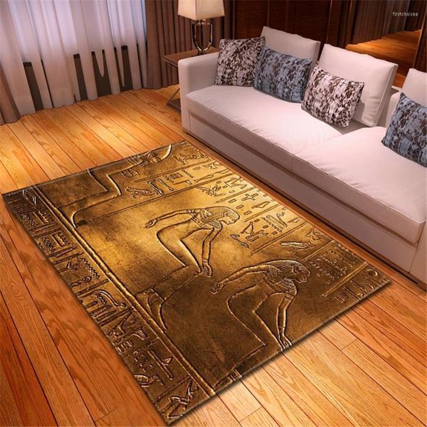 Tapetes antigos Egypt 3D Impressão Carpet Sala de estar em casa Decoração egípcia Absorção de água tapete de banheiro grande tapetes de cabeceira