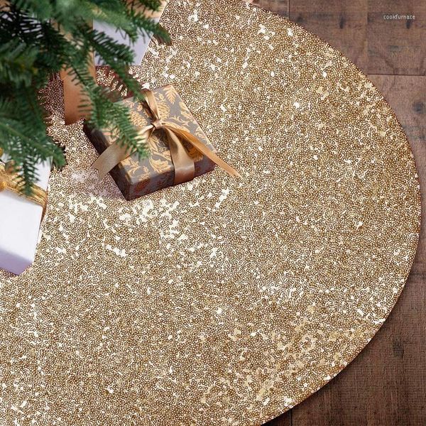 Decorações de natal Saias brilhantes de árvore saia Taço de tecido redondo tapetes de lantejoulas de ouro lindas ferramentas de pografia