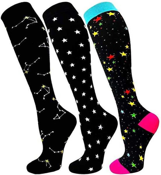 Sportsocken 48 Stijn Kompression Halloween Tier Katze Hund Sternmuster Unisex Outdoor Laufen Radfahren Lange Druckstrümpfe Hohe L221026