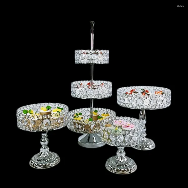 Bakeware Tools 1-3Pcs/lot Crystal Silver Cake Stand Tazza alta Decorazione di nozze Vassoio Desktop Home Party