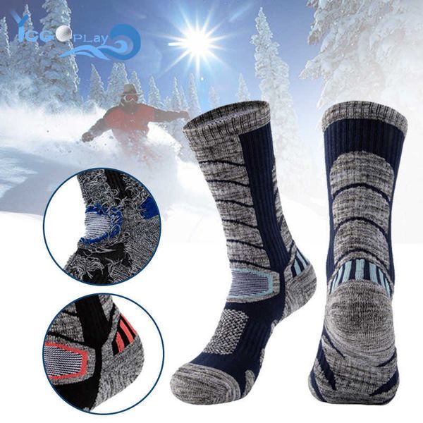 Sport Socken Dicke Winter Beruf Outdoor Warm Halten Radfahren Laufen Wände Skifahren Hohe Männer Frauen Thermische Ski Lange L221026