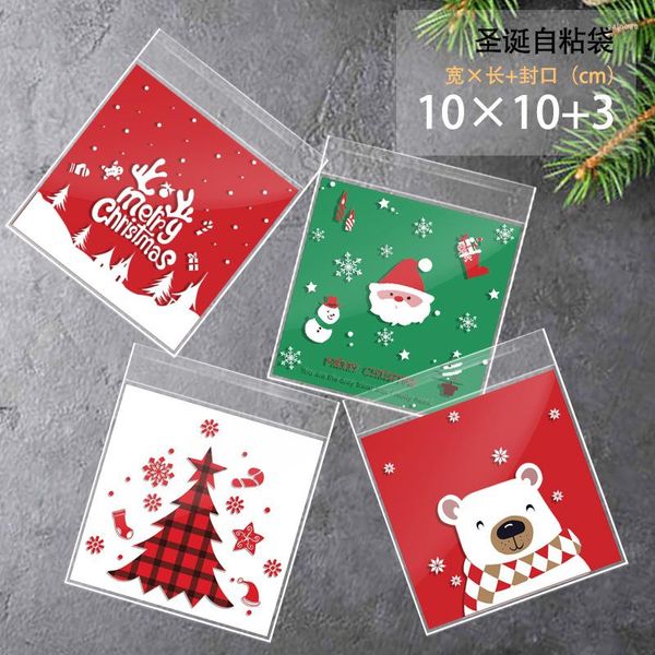 Embrulho de presente 100pcs Candy de Natal Papai Noel Cookies Packaging de lanches Ano 2023 Navidad Decoration Supplies