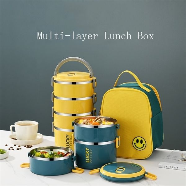 Bento Boxes Contenitore per il pranzo multistrato Contenitore per alimenti isolato in acciaio inossidabile Conservazione Picnic all'aperto portatile Stoviglie scolastiche a prova di perdite 221025