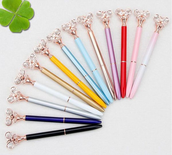 Glass Butterfly School Pen Metal Ballpone