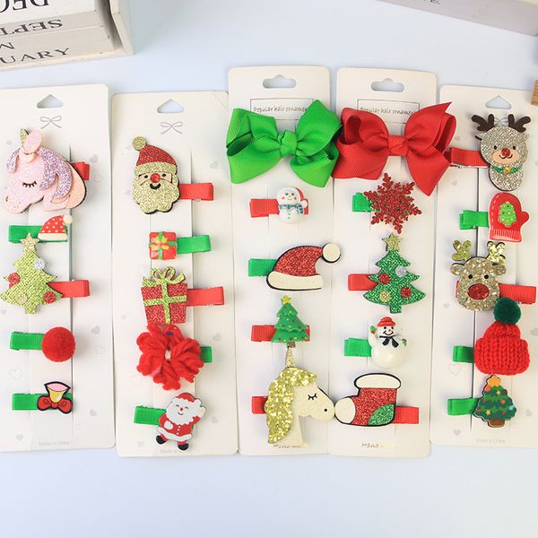 Baby-Haarspangen, Weihnachten, Kinder-Haarspange, Fünfer-Set, Schneemann, neue Mode für Mädchen, Haarnadel mit Schleife, niedliche Mädchen-Accessoires, direkte Preiskonzessionen ab Werk