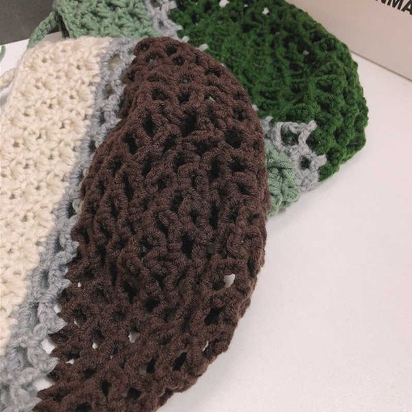 Beanie / Skull Caps Berretti cavi intrecciati a mano giapponesi per le signore Four Seasons Fashion Mesh Bunches Fringe Bonnet Ladies Crochet Yarn Trend Hat T221020