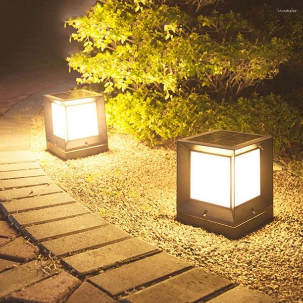 Thrisdar Outdoor Solar Garden Pillar Lamp Impermeabile Villa Patio Pathway Bollard Light Fence Door Column Post Caps