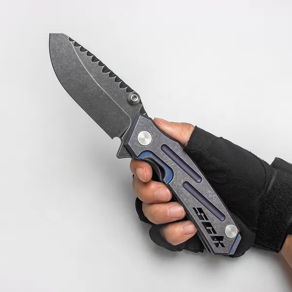 Ağır Katlanır Bıçak Rogue Shark Sck Sınırlı Özel Versiyon Taktik Avcılık Açık Mekan Ekipmanı Siyah S35vn Blade Titanyum Tutucu Pratik EDC Survival Araçları