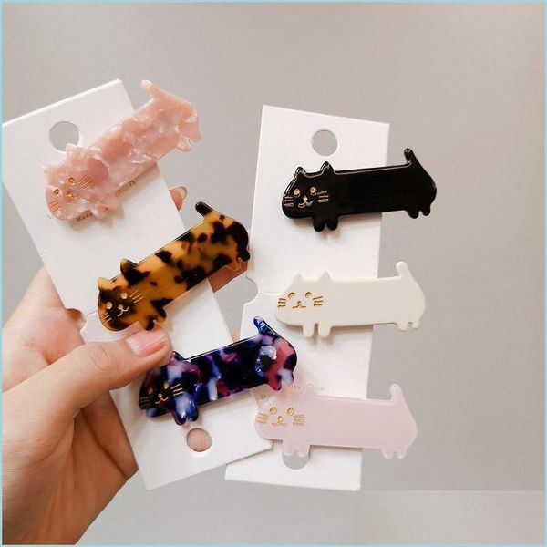 Forcine per capelli Acetato Cute Cartoon Cat Animal Hairgrip Donna Ragazze Fermagli per capelli Pin Artiglio Accessori per forcine Barrette Hairclip Drop Delive Dh9Ni