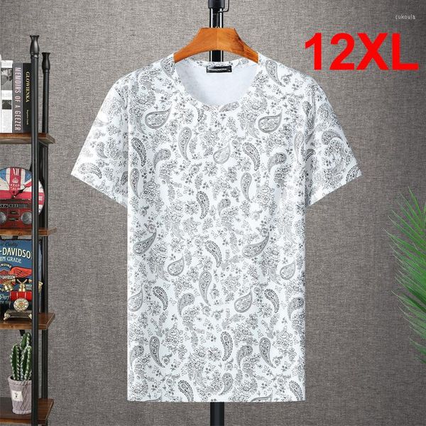 Camisetas masculinas 12xl 10xl Men 2022 Verão Camiseta curta Bandana Padrão de rua de streetwear Moda Baggy Tees Tops Plus Size Ha101