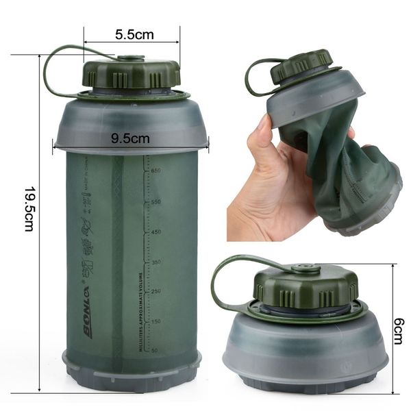 Bottiglie d'acqua 750ML Portatile da esterno pieghevole Sport TPU Soft Bollitore pieghevole Camping Travel Running 221025