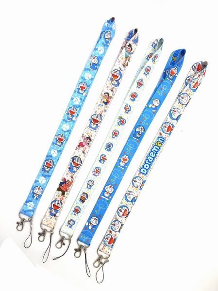20pcs Anime Doraemon Felanyards Keychain Pass Gym Id Card Holdge Titular do celular Caixa Caixa de pescoço Diy Hang corda acessórios de fita