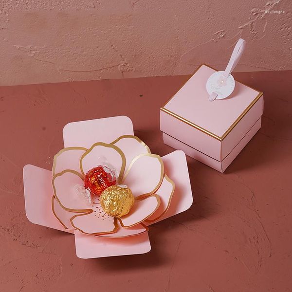 Confezioni regalo Scatole di caramelle di fiori di ciliegio 3D Elegante scatola di fiori fatta a mano Auguri Anniversario Matrimonio Confezione floreale bomboniera