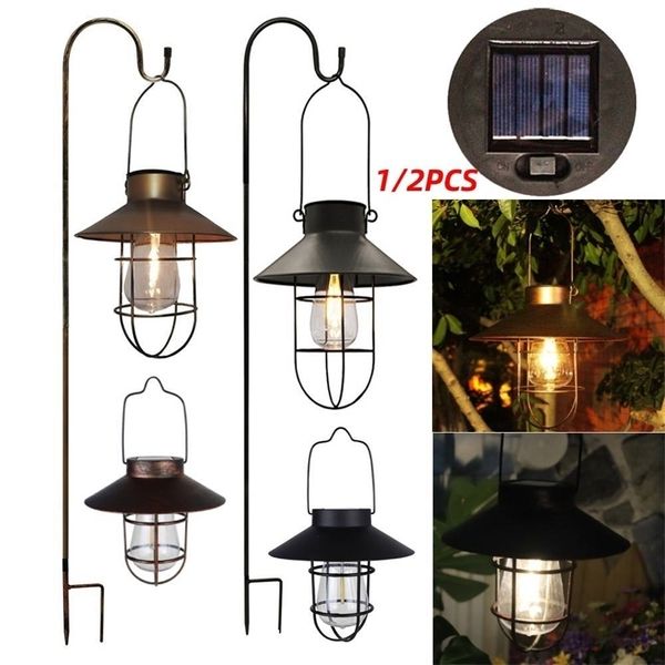 Décorations de jardin 12pcs lanterne solaire rétro pour la décoration extérieure lampe étanche lampe vintage w ampoule de tungstène ornement patio 221025