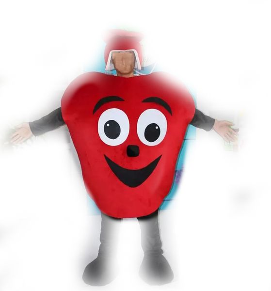 2022 Red Color Apple Mascot Costume Halloween Caracteres de desenhos animados de Natal Terno Folhetos de publicidade Roupas de carnaval unissex adultos roupas