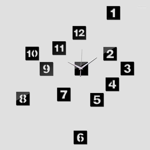 Настенные часы Оптовая- Horloge Murale Real 2022 Watch Home игл кварц Акриловый зеркал Безопасный дизайн наклейки Diy Class Classic Design1