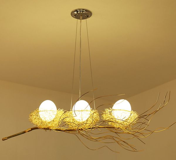 Pendelleuchten, moderne Kronleuchter-Beleuchtung für goldenes Vogelnest, Esszimmer, Lustre de Cristal-Kronleuchter, hängende Deckenleuchten