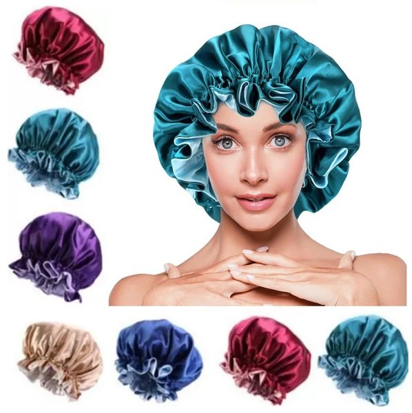 Haarschneiderzubehör Frauen Seiden Night Cap Hut Doppelseite Wear Head Cover Sleep Cap Satin Motor für schöne Haare - aufwachen Sie perfekt tägliche Fabrikverkauf P1027