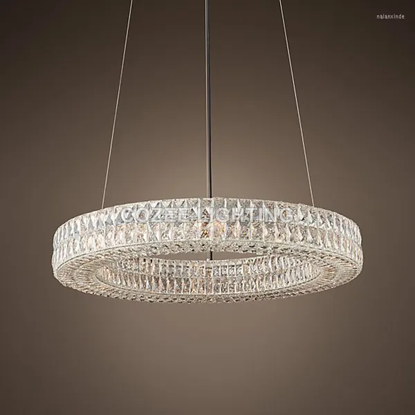 Lâmpadas pendentes modernas de luxo vintage K9 Lustre de cristal Round Cristal Candle Lusteliers pendurados luz para casa El Decor