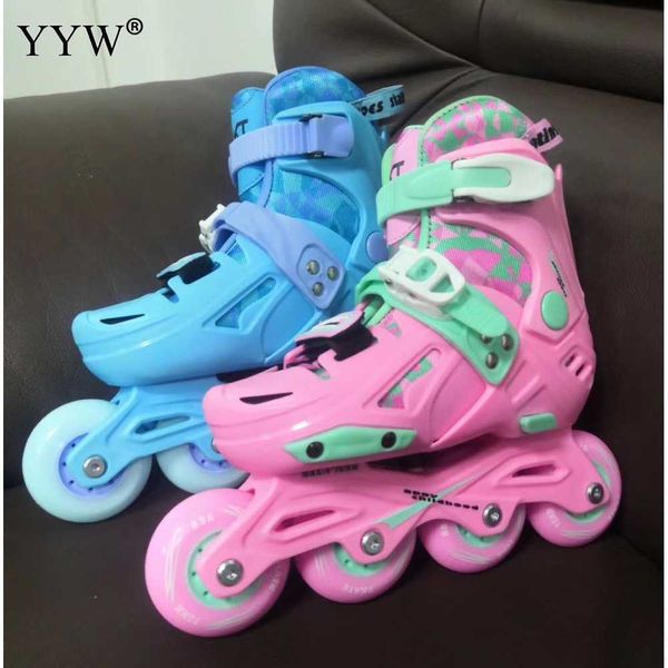 Schlittschuhe Inline Roller Pu Leder Kinder Räder Eisschnelllauf Schuhe Mädchen Professionelle Turnschuhe Für Kind Größe 28-39 Rosa L221014